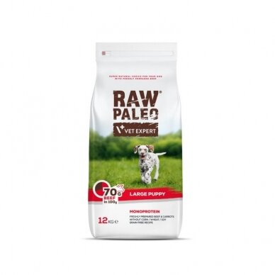 Raw Paleo Large Size Puppy Beef sausas maistas jauniems didelių veislių šuniukams su jautiena (prenumerata)